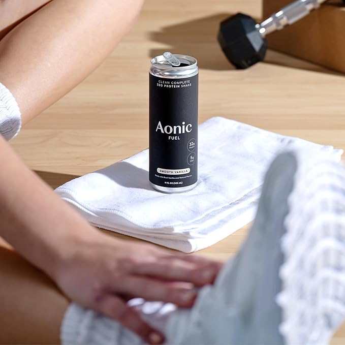 Aonic Fuel 32g Protein Shake 5g Fiber Lactose-Free Complete Amino Acid Profile No Added Sugar Made with Real Vanilla 11 fl oz (Pack of 12) - Smooth Vanilla