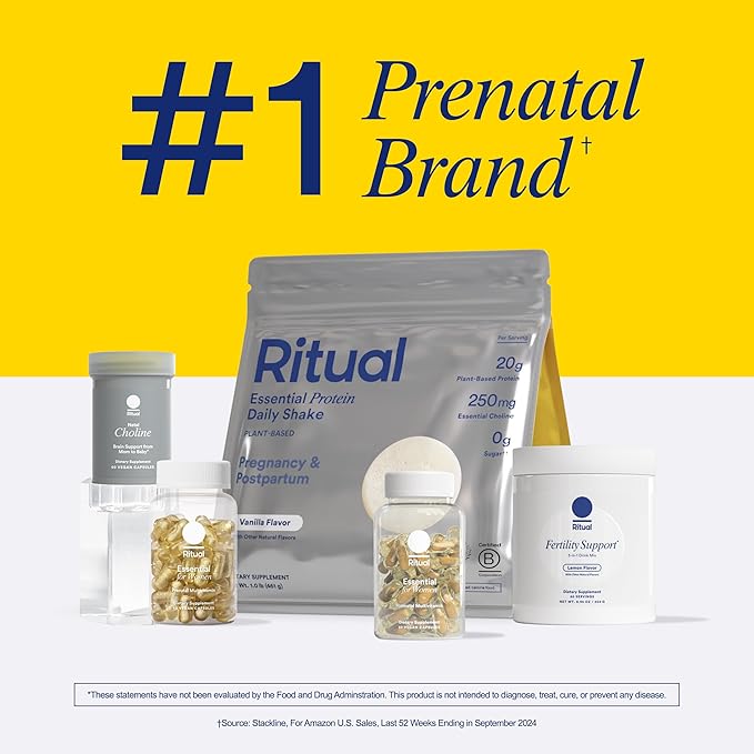 Ritual Prenatal Vegan Plant Based Protein Powder: Choline to Support Pregnancy Postpartum &amp Lactation 20g Organic Pea Protein from Regenerative Farms in USA Sugar Free** Vanilla 1 Lb