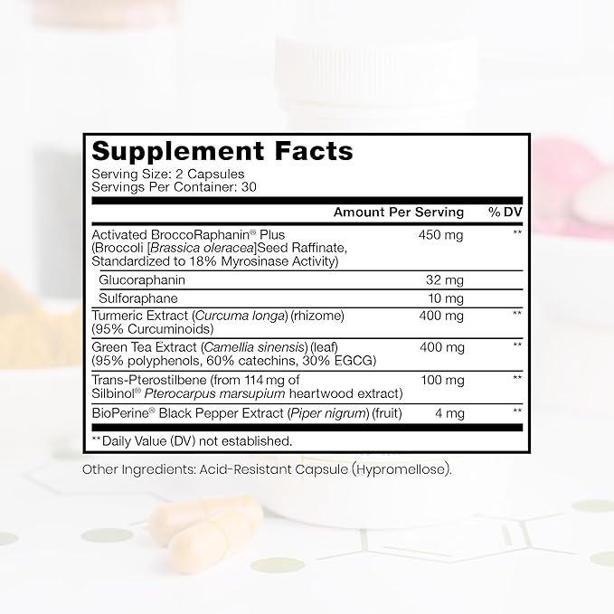 Pure TheraPro Rx Nrf2 Boost - NRF-2 Activator with Patented Sulforaphane Curcumin Green Tea &amp Trans-Pterostilbene | Antioxidant Supplement to Reduce Oxidative Stress Made in USA (60 Vegan Capsu