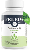 FREEDA One Daily Multivitamin Without Iron – Kosher Adult Multivitamin Supplements for Women &amp Men’s Health with Biotin Vitamin B12 B1 B2 B5 Folic Acid Niacinamide – Gluten Free (250 Capsule