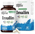 Wild &amp Organic Inulin Capsules 1400 mg - Digestive &amp Gut Support - Chicory Root Inulin Powder Supplement with Prebiotic Fiber - Vegan No Fillers Non-GMO - 90 Count
