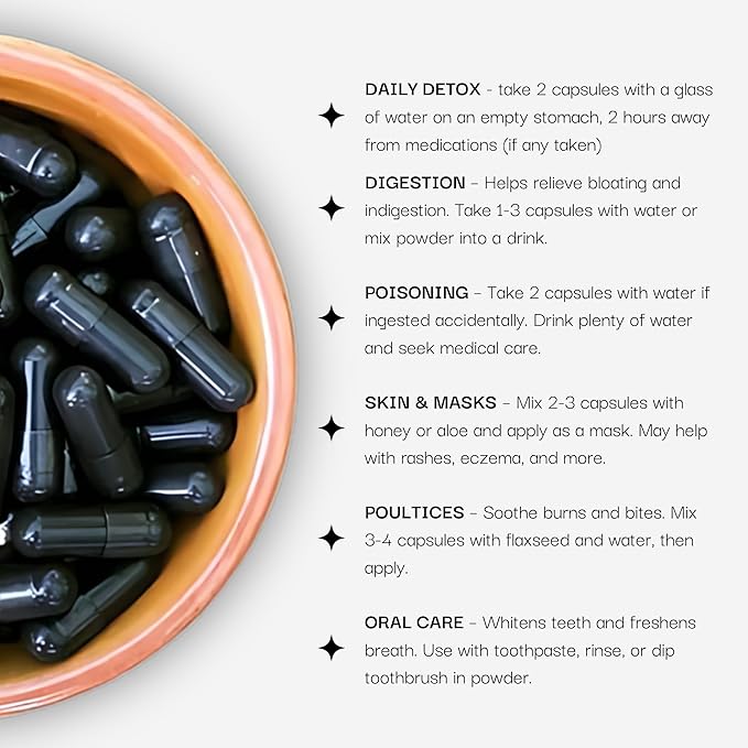 Schizandu Activated Coconut Charcoal Capsules- Supports Health - Vegan Organic Non-GMO No Additives - X-Large Bottle 210 Count - Pack of 2