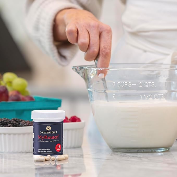 MyReuteri™ 50 Billion CFU Probiotic – Intensive-Strength L. reuteri LRDR™ + FOS Prebiotic – by Dr. William Davis – Makes Yogurt-Like Superfood – 30 Veg Capsules
