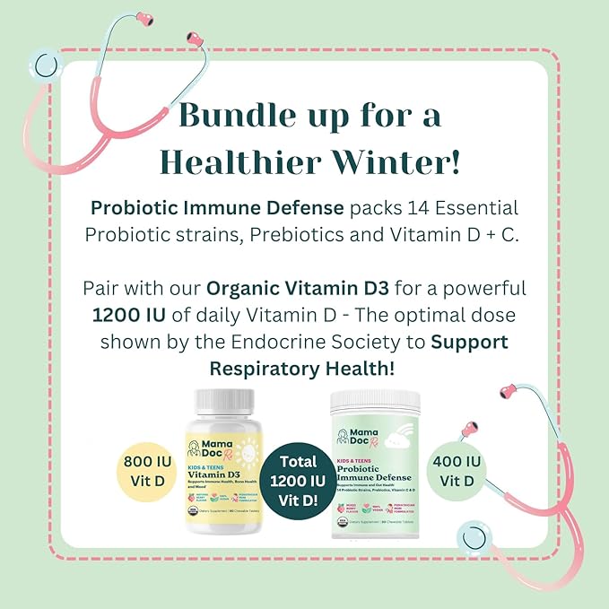 Powerful Immune Protection Bundle | 14 Probiotic Strains Prebiotics Vitamin D Vitamin C | for Kids Ages 4+