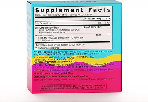 AdvoCare Probiotic Fastmelt - Premium Dietary Supplement for Gut Immune System &amp Heart Health Support* - Wild Berry 30 Stick Packs