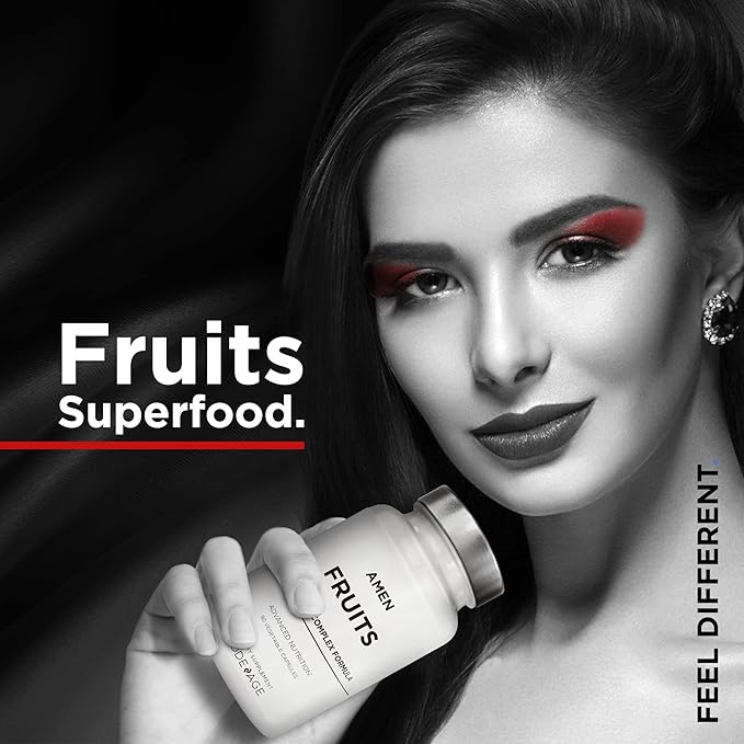 Amen Fruits Daily Fruits Vitamins Supplements Over 20 Whole Fruit Extracts - Raw Multivitamin Berries Antioxidant Polyphenols Superfood &amp Flavonoids - Non-GMO - 90 Capsules