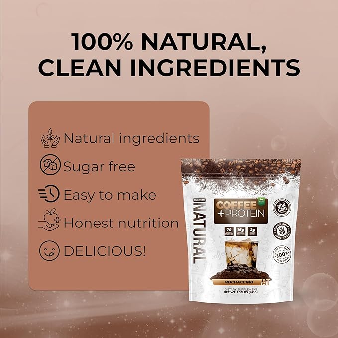 About Time Coffee + Whey Protein (Non-GMO All Natural Lactose/Gluten Free 16g of Protein Per Serving) - 1.03lb Coffee Mochaccino