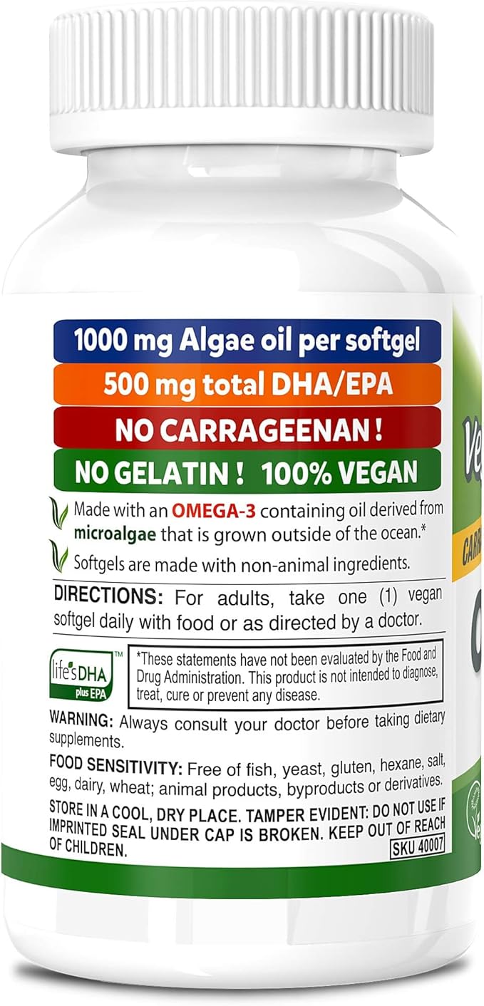 DEVA Vegan Omega-3 DHA-EPA 500MG 2-Pack – No Carrageenan Non-Fish Oil Derived from Algae Non-GMO 60 Gelatin-Free Softgels Ea