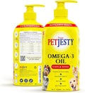 PetJesty Pure Omega 3 Oil for Dogs &amp Cats 26.39oz - Omega 3 Skin &amp Coat Support- Liquid Food Supplement for Pets - Vegan pet + DHA for Joint Function Immune &amp Heart Health Non Fish Oil D