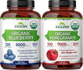 Zazzee Organic Polyphenol Anti Aging Bundle | Antioxidant Rich Blueberry Extract and Super Concentrated Pomegranate Extract Capsules | Non-GMO Vegan &amp ISO Lab Tested