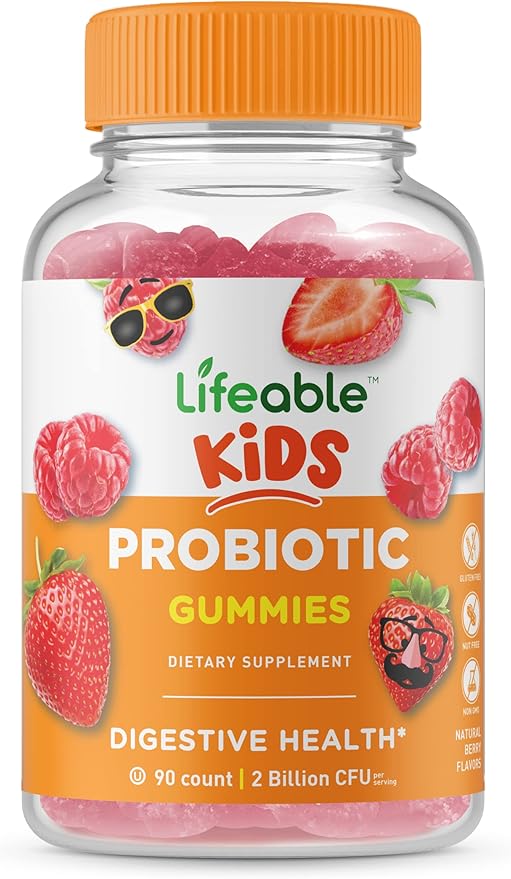Lifeable Biotin Kids + Probiotic 2 Billion CFU Kids Gummies Bundle - Great Tasting Vitamin Supplement Gluten Free GMO Free Chewable Gummy