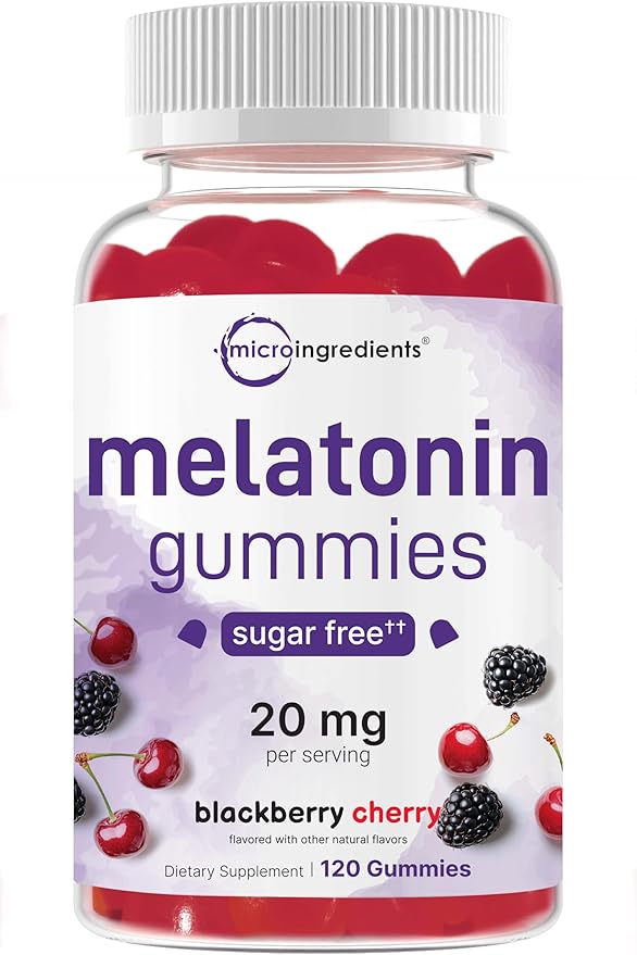 Micro Ingredients Melatonin Gummies &amp Vitamin D3 10000IU + K2 Softgels | Bundle | Sugar-Free BlackBerry Cherry Flavor | No Drug Non-Habit-Forming Ingredients | D &amp K Sunshine Vitamins + Coco
