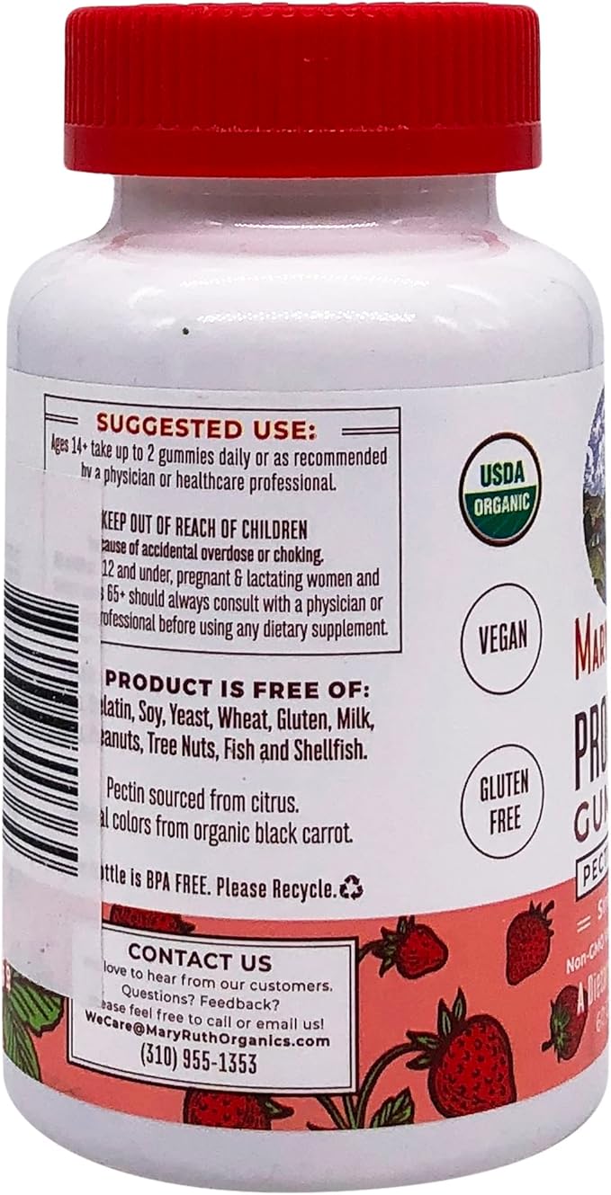Mary Ruth's Organic Strawberry Probiotic Gummies 60 Ct