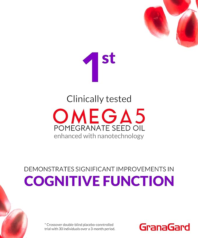 CLINICALLY PROVEN (2-Month Supply) BRAIN SUPPLEMENTS WITH ANTI AGING Memory Pills Omega 5 Pomegranate Supplement 1 bottles 120ct