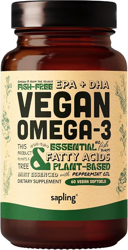 Vegan Omega 3 &amp Vegan Vitamin B Complex Bundle - Plant-Based DHA &amp EPA Fatty Acids Essential B Vitamins with Whole Food Blend B1 B2 B3 B5 B6 B7 Folate