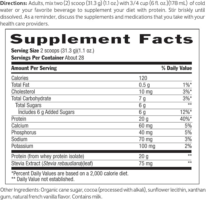 Biochem 100% Whey Isolate Protein Powder Chocolate Flavor 20g Grass-Fed Protein Keto Friendly Gluten Free Vegetarian Easily Digestible 30.9 oz 28 Servings