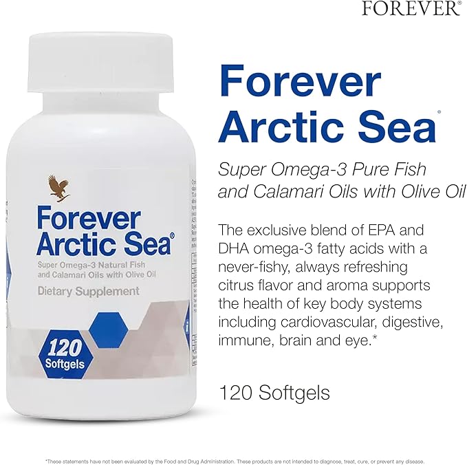 Forever Living - Arctic Sea Omega-3 - Supplement EPA and DHA Fatty Acid Blend Supports Heart Brain and Eye Health Gluten-Free 120 Softgels