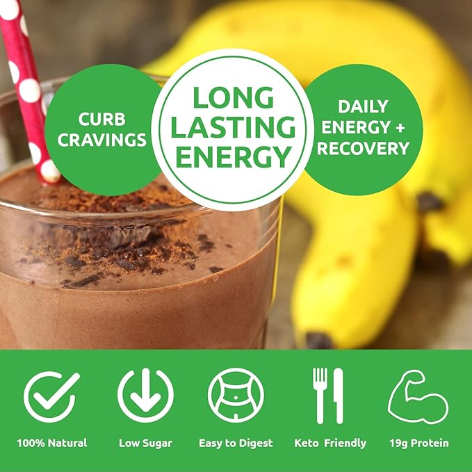 UCAN Energy + Whey Protein Powder - 19g Per Serving with Amino Acids EAAs &amp BCCAs - Keto Protein Powder - No Added Sugar Gluten-Free - Cocoa - 12 Servings