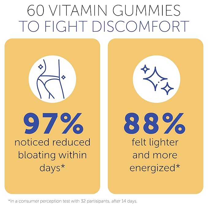 Bloating Relief for Women Debloating for Women | Supports Period Bloat Digestion &amp Water Weight Balance | Helps Before &amp During Your Cycle | 60 Vegan Gummies | Daily Digestive Support Supple
