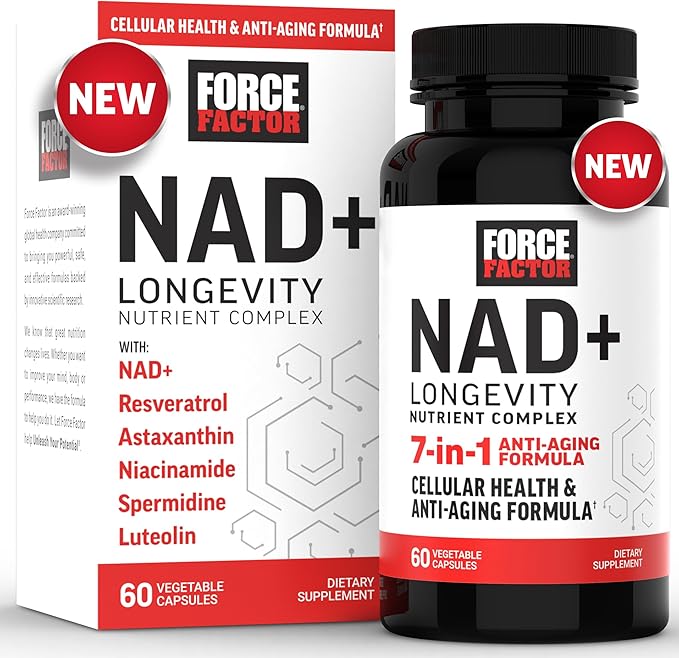 FORCE FACTOR NAD+ (NMN or Nicotinamide Riboside Alternative) with Resveratrol Astaxanthin Spermidine &amp Luteolin Complex NAD to Support Cellular Health &amp Healthy Aging 60 Capsules