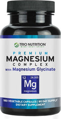 Trio Nutrition Magnesium Complex 90 Day Supply 420 mg | Natural Calm Relax Stress Relief and Muscle Recovery |Magnesium Glycinate Supplement with Vitamin B6 for Rapid Absorption*
