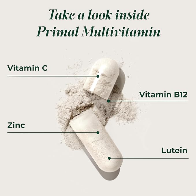 Primal Harvest Primal Multivitamin - Daily Multi-Vitamin Supplement with 21 Essential Vitamins &amp Minerals for Women &amp Men - Vitamin A C D E B12 B6 Biotin Folic Acid Zinc Copper &amp