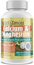 Organic Whole Food Calcium &amp Magnesium 120-Count Vegetarian Capsules by PhytoVitamins
