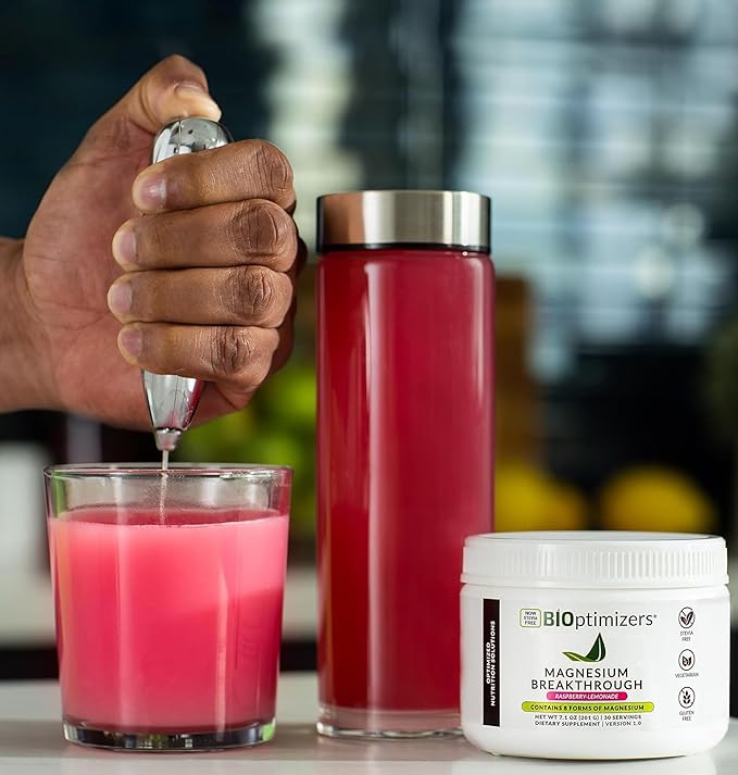 BIOptimizers Magnesium Breakthrough Drink - 8 Forms of Magnesium Electrolytes Sleep Health Stress Muscle Recovery Heart Support | Glycinate Citrate Malate - Unflavored