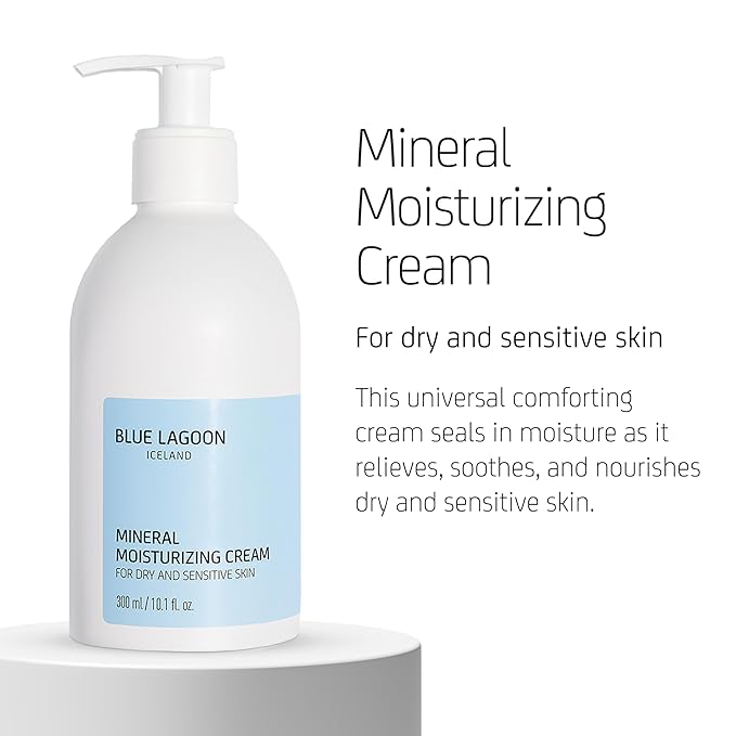 Blue Lagoon Skin Science - Mineral Moisturizing Cream - Contains Blue Lagoon Seawater - Hydrates Dry Skin - Lightweight Creamy Texture - No Fragrance - 300ML