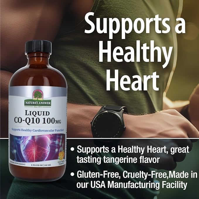 Nature's Answer Liquid CO-Q10 8 Fluid Ounces | Supports Cardiovascular Function | Gluten-Free | Vegan | Cruelty-Free | Single Count