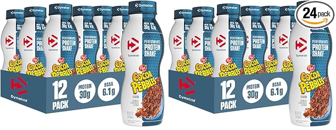Dymatize Performance Protein Shake Cocoa Pebbles 30g Protein 6.1g BCAA for Muscle Recovery No Sugar Low Fat 24 Vitamins &amp Minerals Gluten-Free Ready to Drink Snack11.5fl oz(Pack of 24)