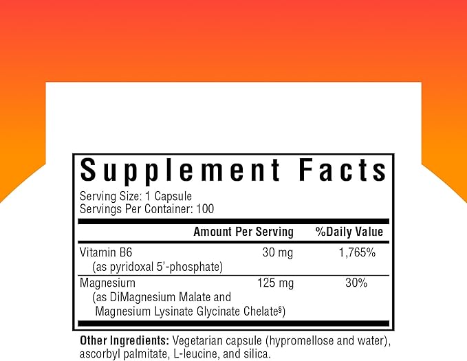 Seeking Health Magnesium Plus - Formula with Vitamin B6 - Magnesium Malate &amp Glycinate Supplement to Support Bone Health Sleep &amp Feelings of Calm - 100 Capsules