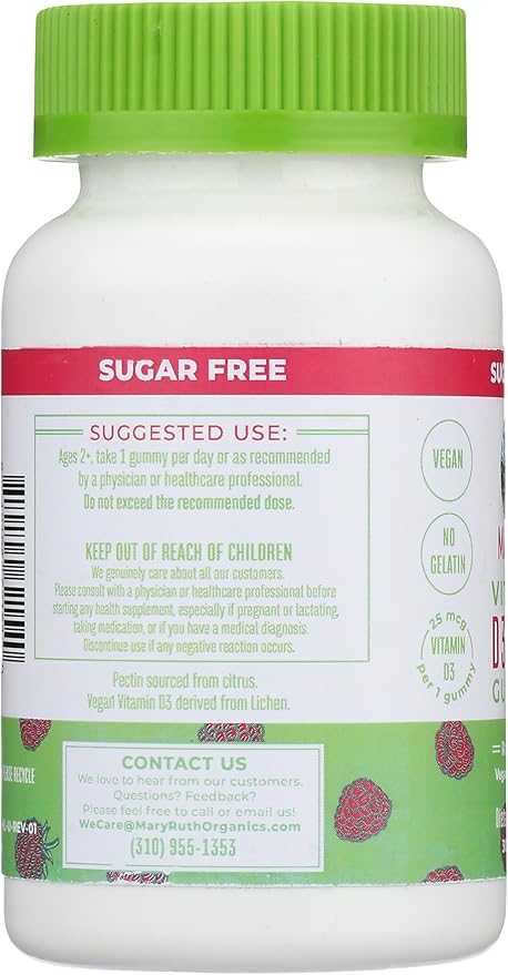 MaryRuth Organics Vitamin D3+B12 Gummies Raspberry 30 ct