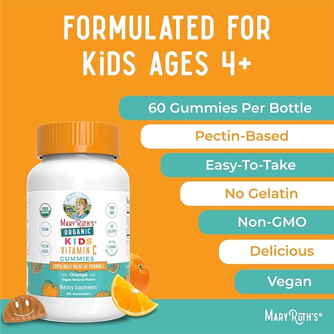 MaryRuth Organics Multivitamin Probiotic Magnesium Calm and Vitamin C Gummies for Kids | Clean Label Project Verified® | Vitamins for Immune Support &amp Overall Health | Vegan Non-GMO Gluten Fr