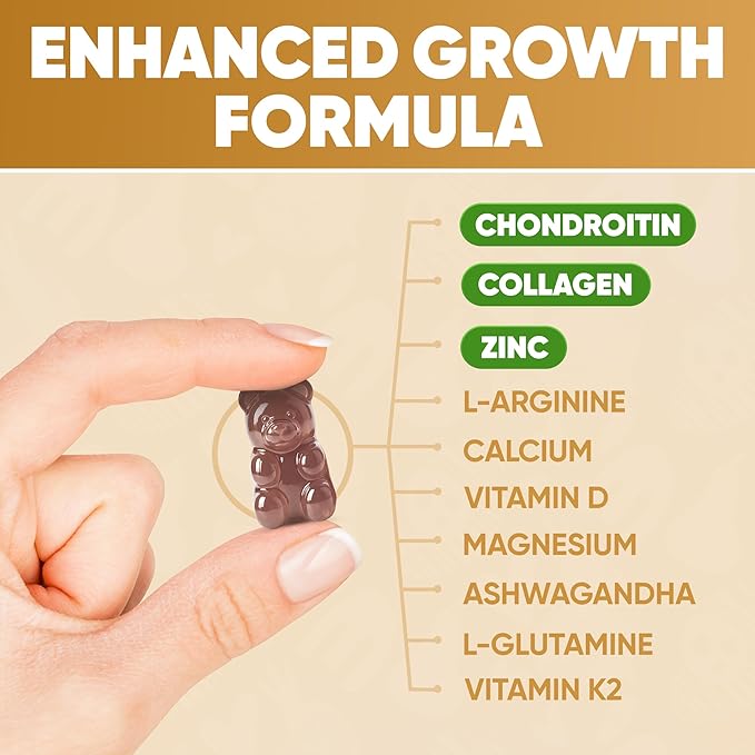 Height Growth Increase Vitamin Gummies Calcium 100mg Magnesium Glycinate 30mg Zinc Ashwagandha Vitamin K2 D3 25mg Grow Tall Maximizer Supplement Multivitamin for Kids Teens Boy &amp Girl Adul