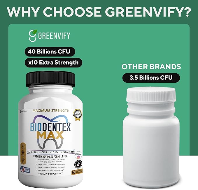 BioDentex Max Maximum Strength Probiotic Supplement 40 Billion CFU 60 Capsules with MAKTREK Bi-Pass Technology for Digestive Health Support (1)