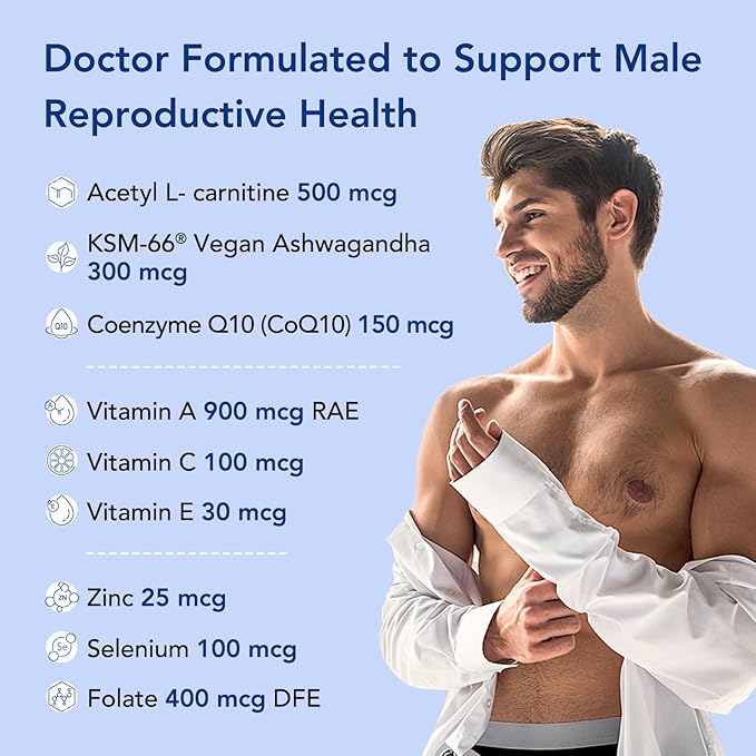 Premom Male Sperm Fortify Capsules - Male Fertility Supplements for Men Prenatal Pre &amp Probiotics for Women Bundle – Fertility Support for Women – 120 Count