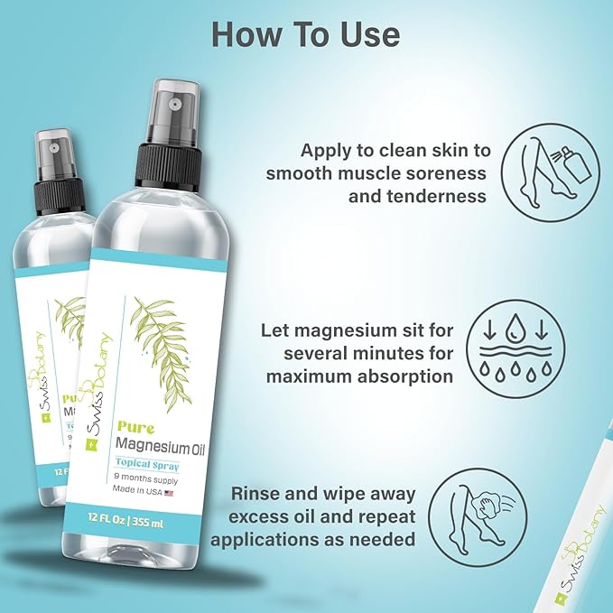 Pure Magnesium Oil Spray - Magnesium Spray for Feet - 12 fl oz (Lasts 9 Months) - USP Grade Organic Topical Magnesium Spray - Naturally Sources - eBook Included - Made in USA