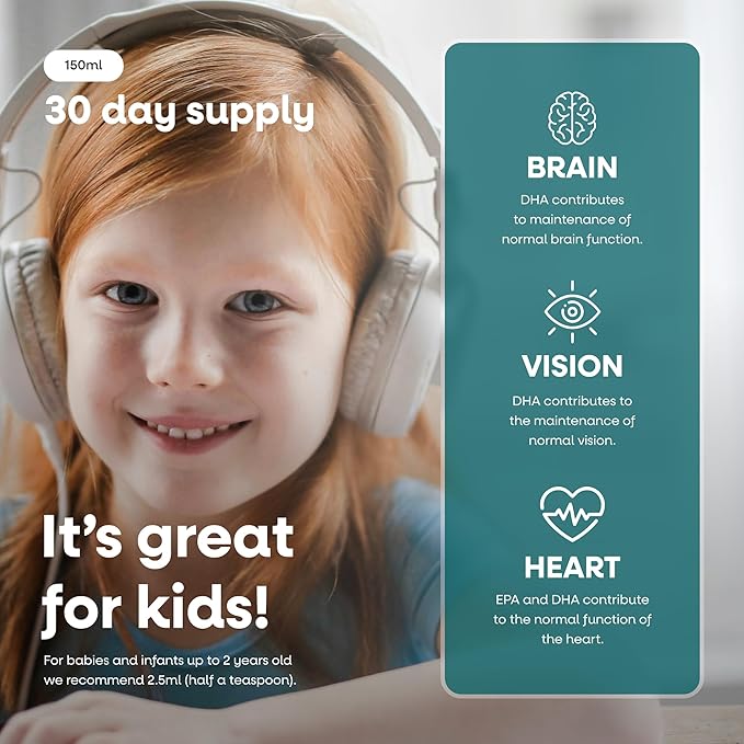 Vegan Omega 3 Liquid from Microalgae 800mg of EPA DHA with Vitamin D3 Supports Heart Brain and Eye Health Natural Fish Oil Alternative UK Made Unflavoured