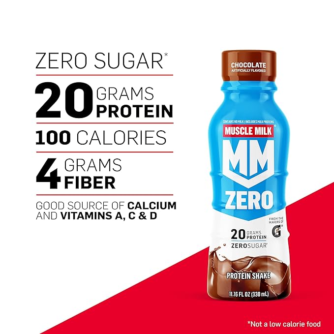 Muscle Milk Zero Protein ShakeVanilla Crème20g ProteinZero Sugar100 CaloriesCalciumVitamins AC &amp D4g FiberEnergizing SnackWorkout RecoveryPackaging May Vary 11.16 Fl Oz(Pack of 24)
