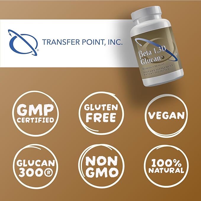Transfer Point Immune Support Supplement Highly Purified Beta 13D Glucan 100 mg per Capsule (beta-glucan Fiber) (Pack of 3)