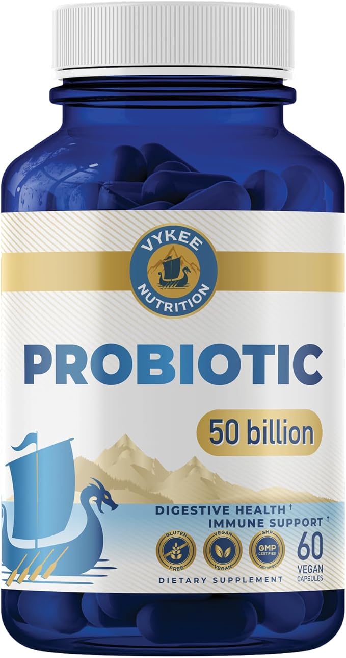 Vykee Nutrition Daily Probiotic – 50 Billion CFU + Prebiotics | Gut Digestive &amp Immune Support | 11-Strain Formula for Bloating Balance &amp Whole-Body Wellness