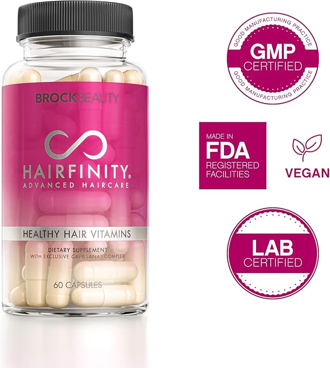 Hairfinity Hair Vitamins - Scientifically Formulated with Biotin Amino Acids and a Vitamin Supplement That Helps Support Hair Growth - Vegan - 60 Veggie Capsules (1 Month Supply)