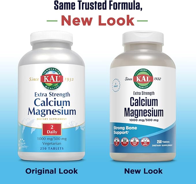 KAL Extra Strength Calcium Magnesium Tablets 250 Count