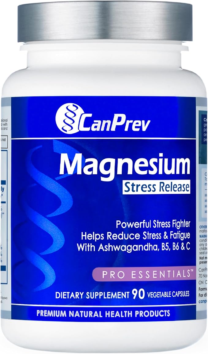 CanPrev Magnesium Bisglycinate with Ashwagandha B5 B6 &amp Vitamin C 90 Veg Caps 30-Day Supply Support Restful Nights &amp Relaxation Helps Energy &amp Immnue Function Vegan Non-GMO Dairy