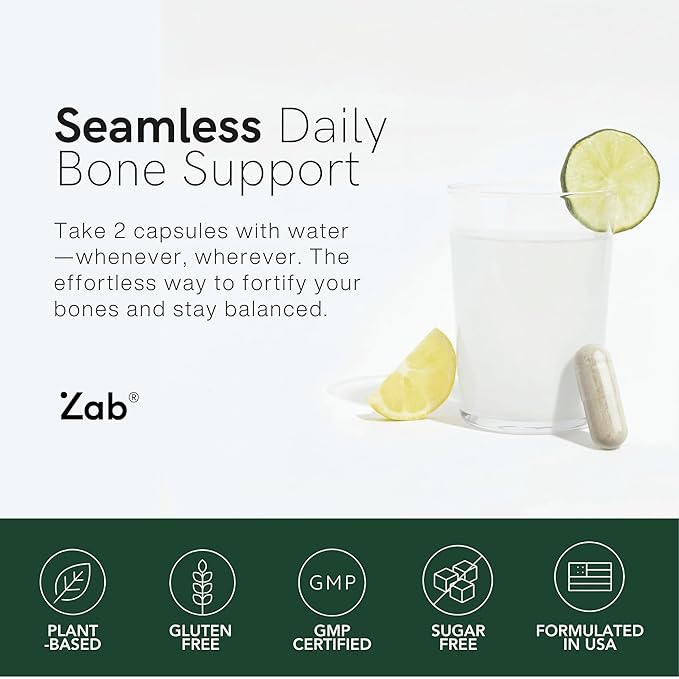 ZAB Algae Calcium Supplement with Vitamin D3 &amp K2 MK7 Magnesium Calcium Complex for Daily Bone Health Support &amp Strength 90 Capsules 45-Day Supply