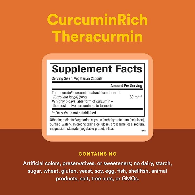 Natural Factors CurcuminRich Double Strength Theracurmin 60 mg Just 1 Capsule Daily Formulated for Superior Absorption 60 Count (Pack of 1)