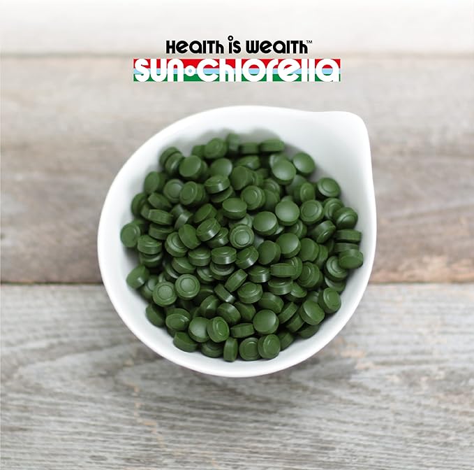 Sun Chlorella 200 mg Green Algae Superfood Supplement - Pulverized Cell Wall - Chlorophyll CGF Active B12 Iron Protein - Non-GMO - 1500 Tablets