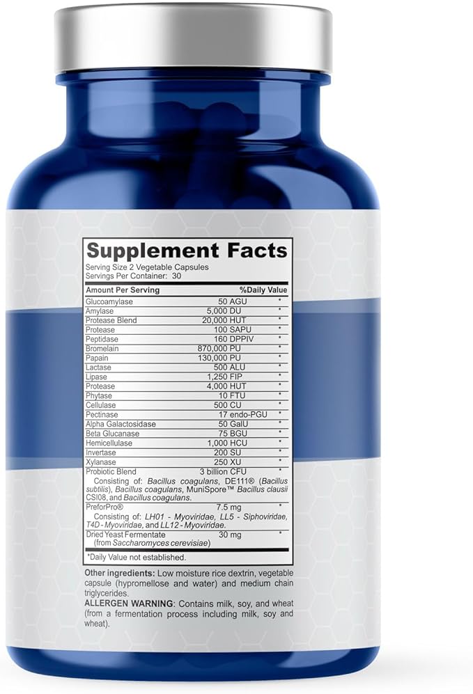 4-in-1 Gut Health Support – Prebiotics + Probiotics + Postbiotics + Digestive Enzymes – DE111 Spore Probiotic for Digestive Support &amp Bloating – Non-GMO Made in USA – 60 Veggie Capsules