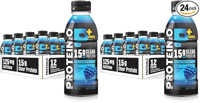 Protein2o 15g Whey Protein Isolate Hydration Drink Plus Energy &amp Focus350mg Electrolytes125mg CaffeineSugar FreeBlue Raspberry16.9 oz Bottle(Pack of 24)